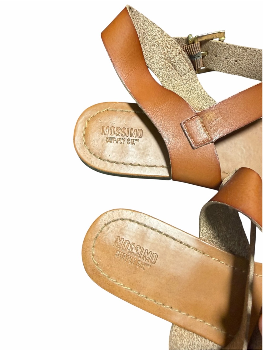 Mossimo Supply Co Gold Glitter Brown Ankle Strap Sandals Size 11 - Picture 7 of 8